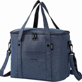 1-pc Insulated Lunch Bag For Men/Women; Reusable Large Lunch Cooler Box Tote Shoulder Strap For Work Office Picnic Beach Travel Food (Color: Navy Blue)